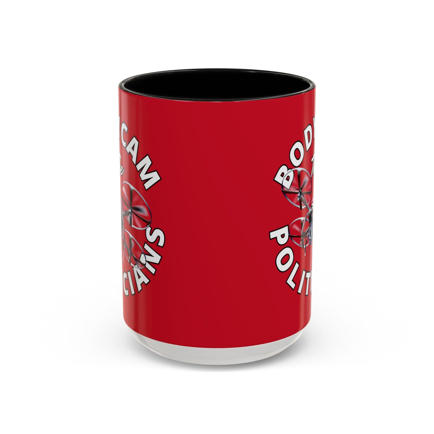 Bodycam the Politicians Drone Red Accent Mug by cypherpunkgear.com – cypherpunkgear.com | Cypherpunk Merch