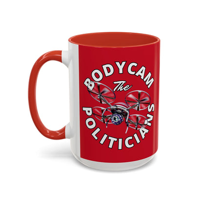 Bodycam the Politicians Drone Red Accent Mug by cypherpunkgear.com – cypherpunkgear.com | Cypherpunk Merch
