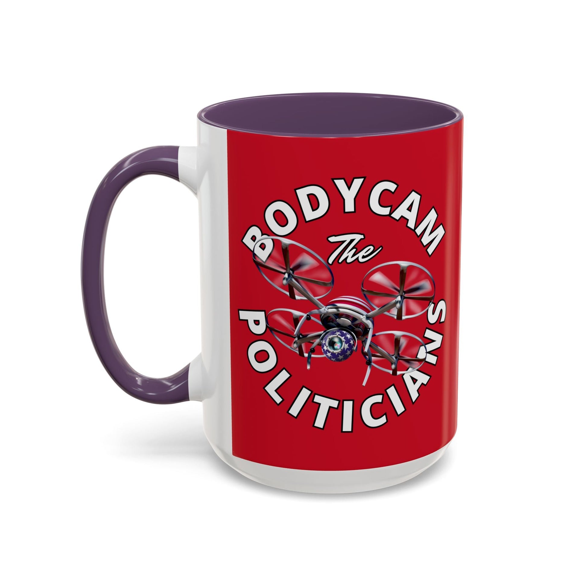Bodycam the Politicians Drone Red Accent Mug by cypherpunkgear.com – cypherpunkgear.com | Cypherpunk Merch