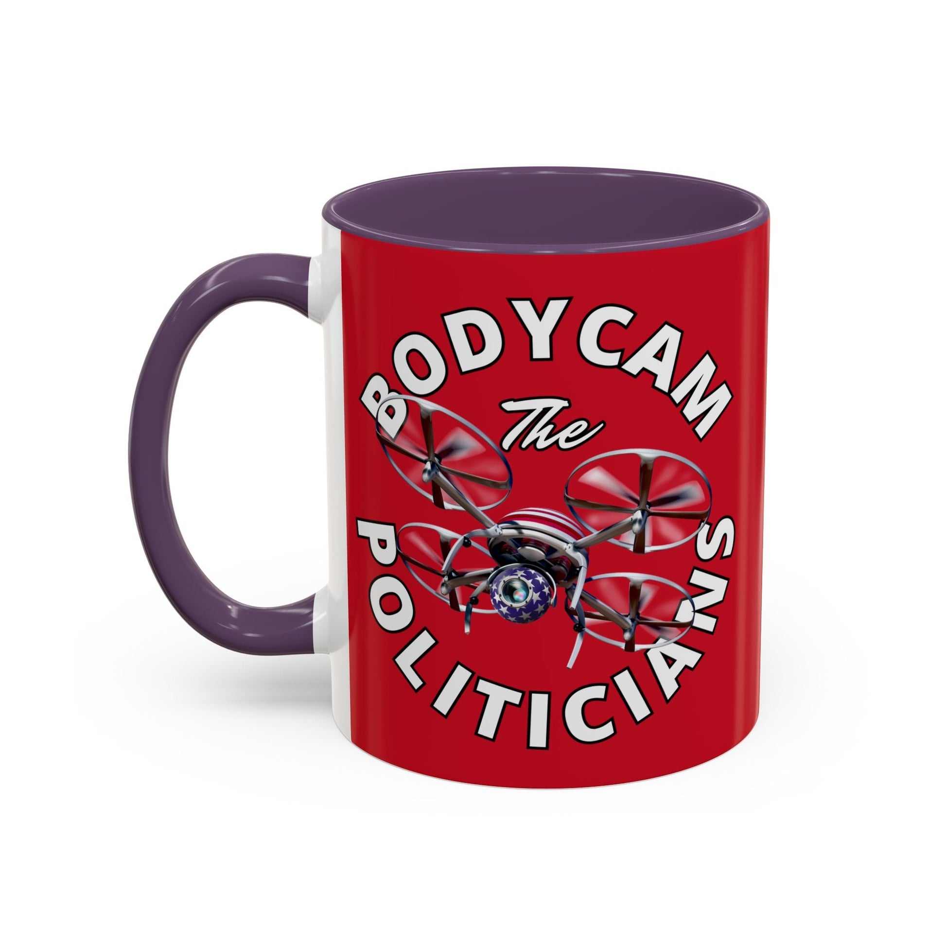Bodycam the Politicians Drone Red Accent Mug by cypherpunkgear.com – cypherpunkgear.com | Cypherpunk Merch