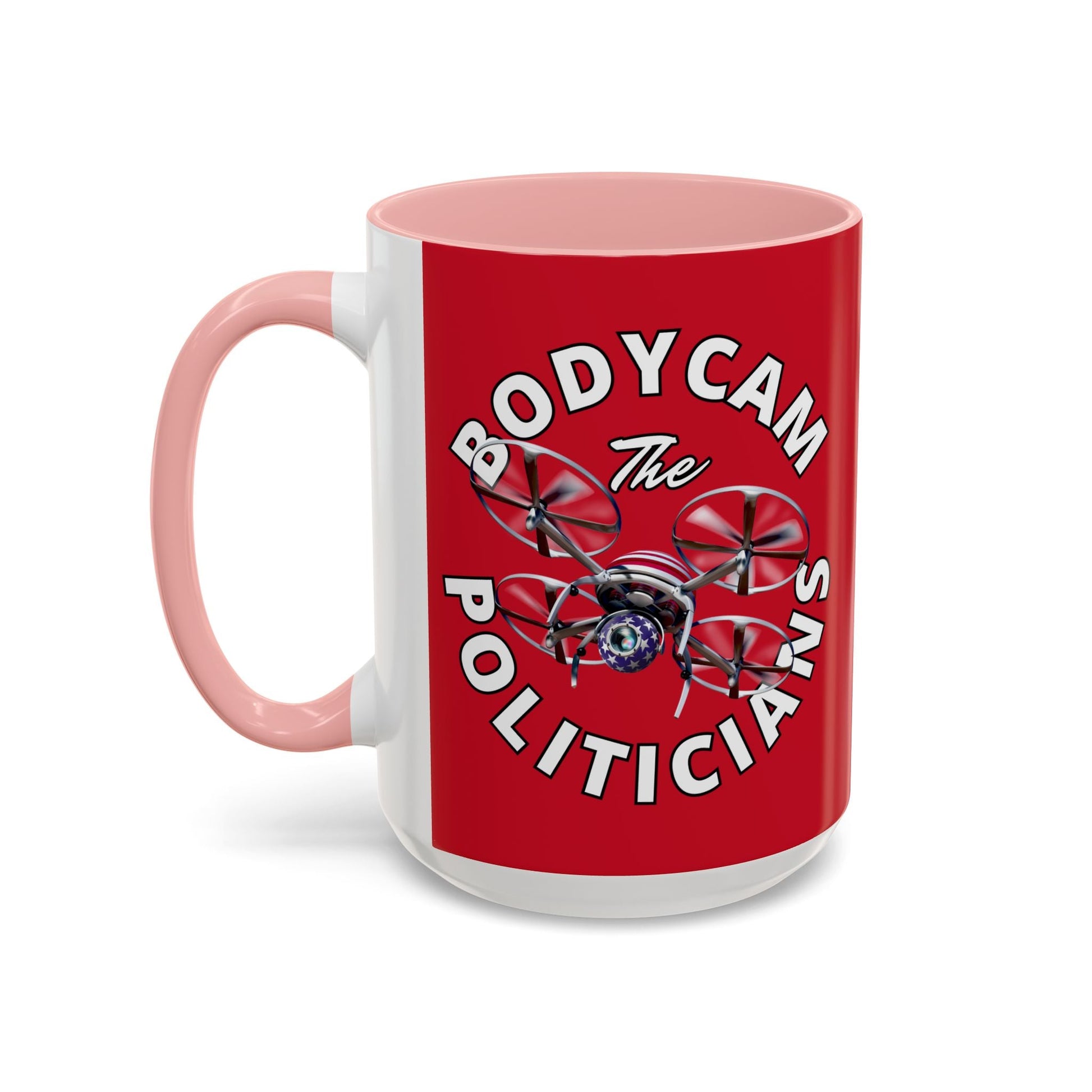 Bodycam the Politicians Drone Red Accent Mug by cypherpunkgear.com – cypherpunkgear.com | Cypherpunk Merch