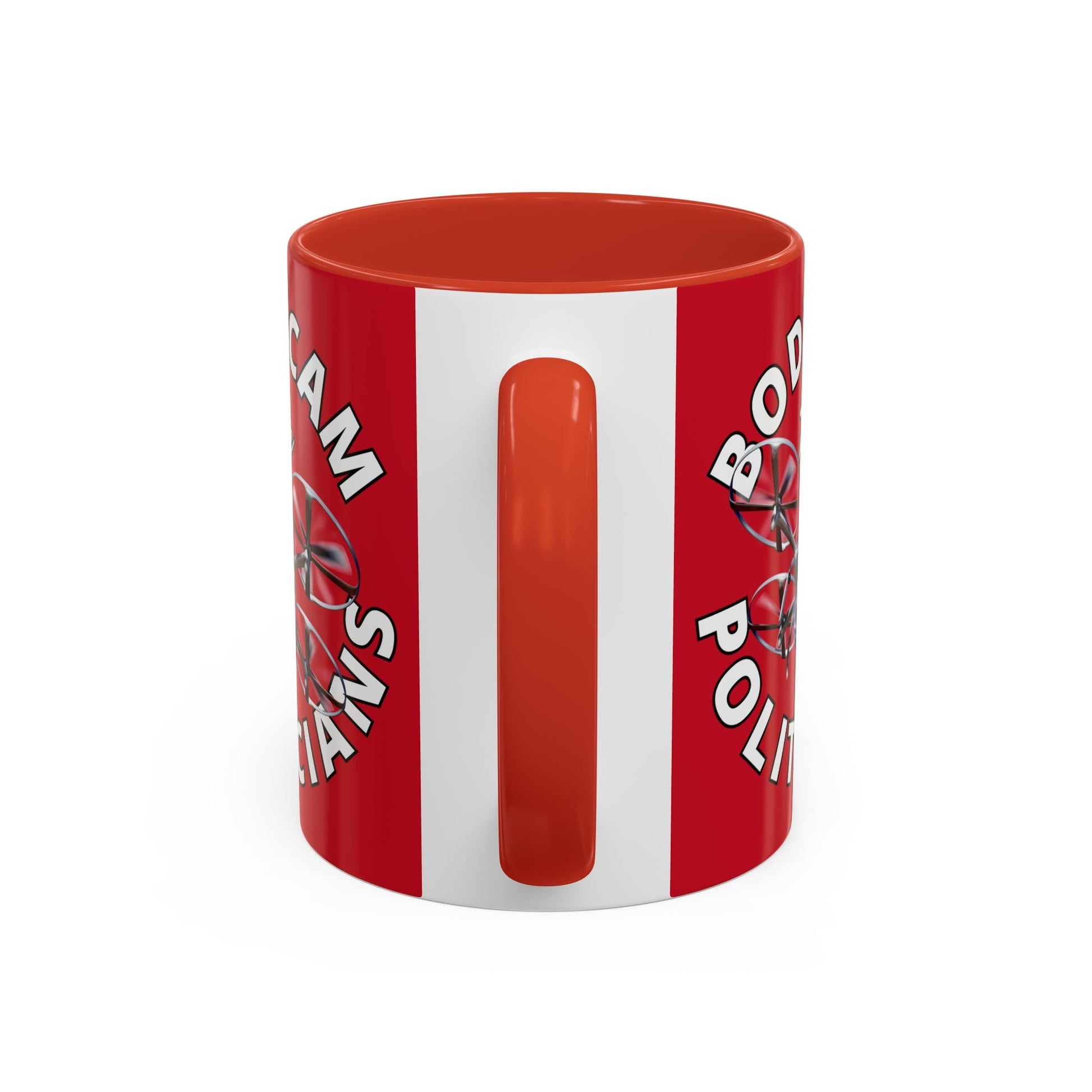 Bodycam the Politicians Drone Red Accent Mug by cypherpunkgear.com – cypherpunkgear.com | Cypherpunk Merch