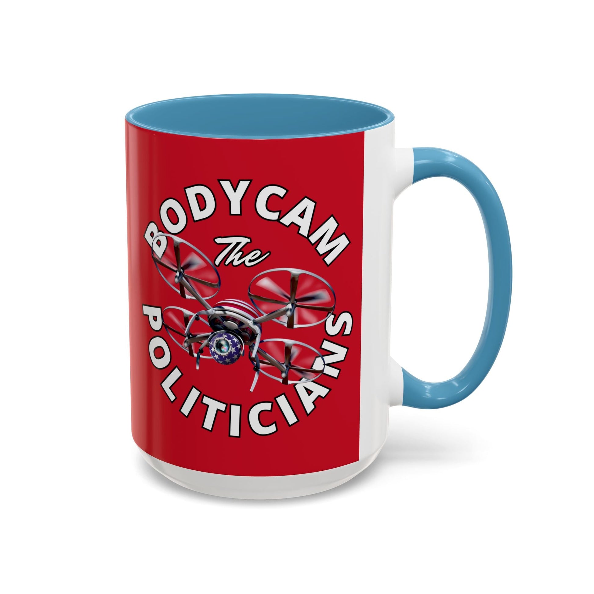 Bodycam the Politicians Drone Red Accent Mug by cypherpunkgear.com – cypherpunkgear.com | Cypherpunk Merch