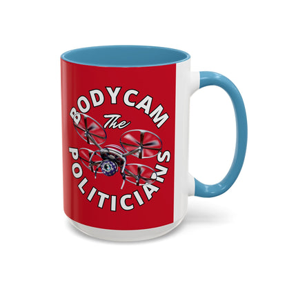 Bodycam the Politicians Drone Red Accent Mug by cypherpunkgear.com – cypherpunkgear.com | Cypherpunk Merch