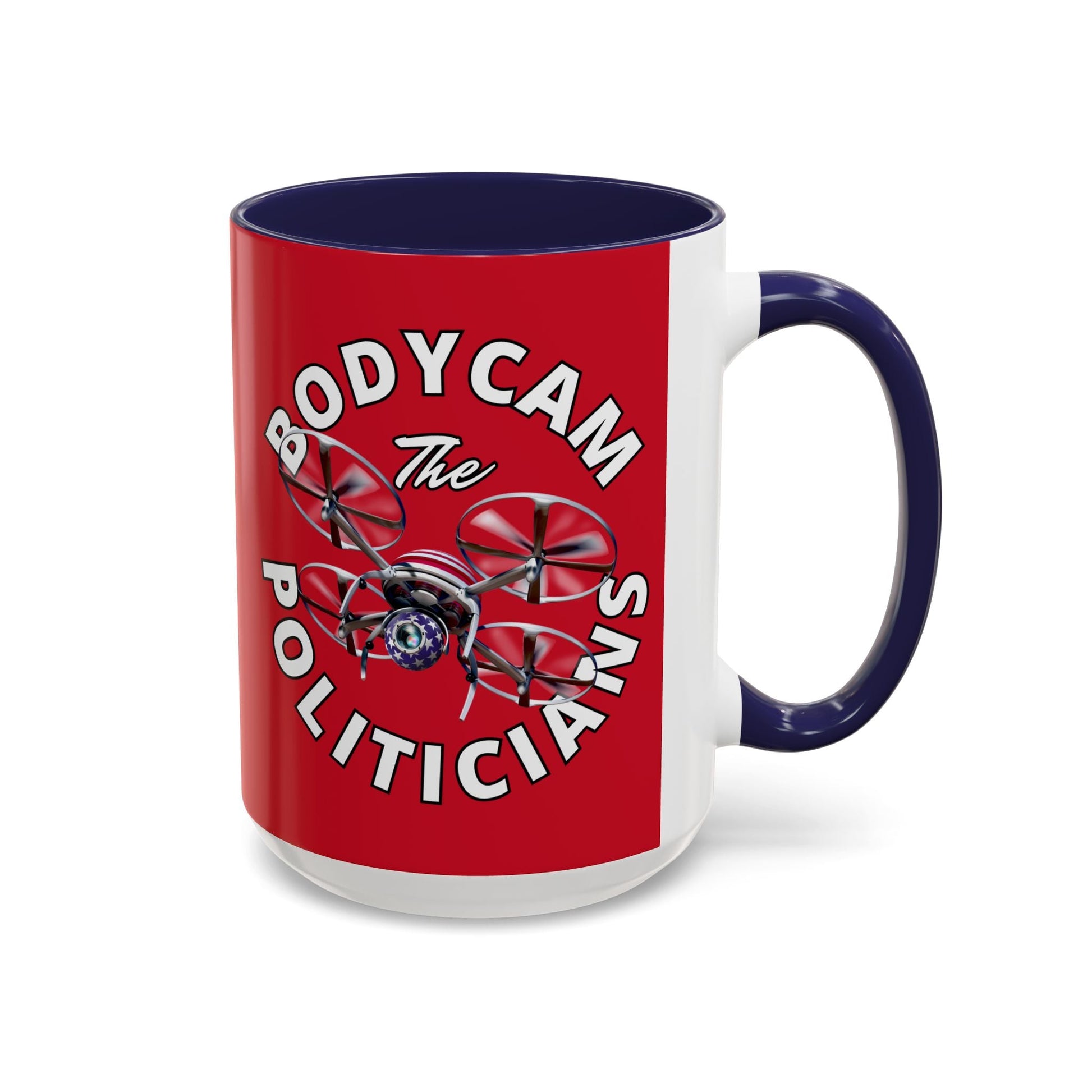 Bodycam the Politicians Drone Red Accent Mug by cypherpunkgear.com – cypherpunkgear.com | Cypherpunk Merch