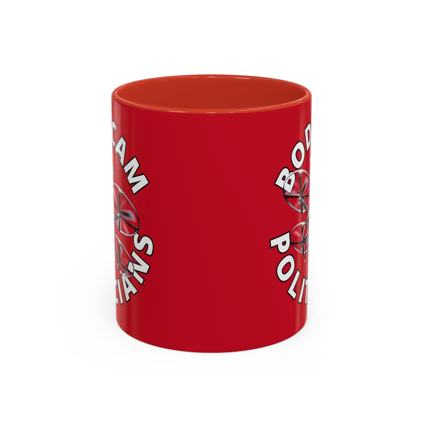 Bodycam the Politicians Drone Red Accent Mug by cypherpunkgear.com – cypherpunkgear.com | Cypherpunk Merch
