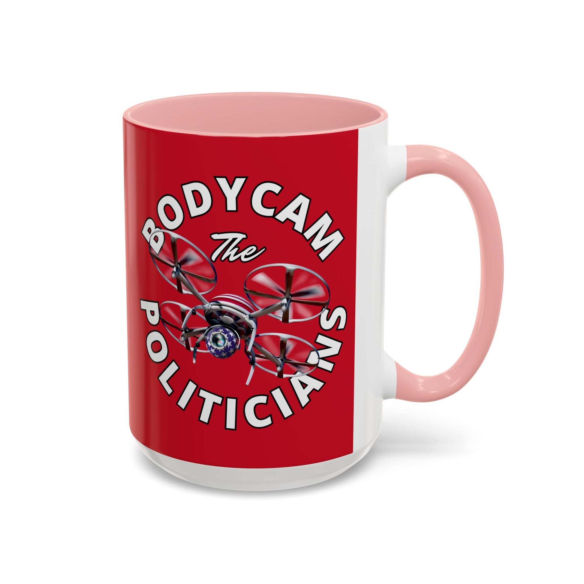 Bodycam the Politicians Drone Red Accent Mug by cypherpunkgear.com – cypherpunkgear.com | Cypherpunk Merch