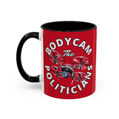 Bodycam the Politicians Drone Red Accent Mug by cypherpunkgear.com – cypherpunkgear.com | Cypherpunk Merch