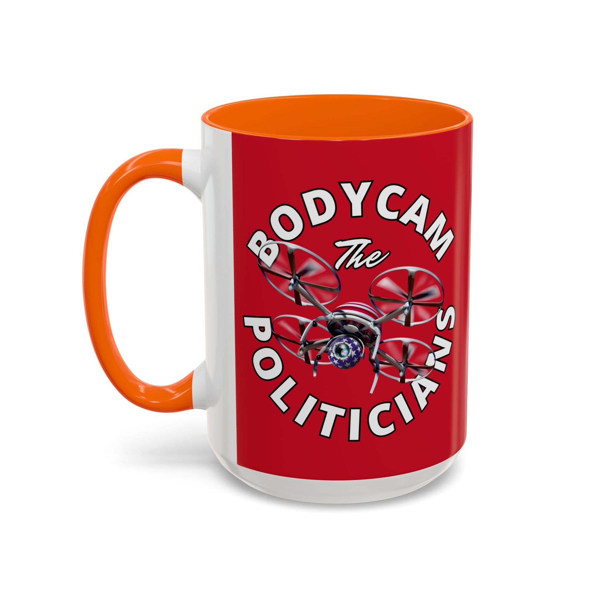 Bodycam the Politicians Drone Red Accent Mug by cypherpunkgear.com – cypherpunkgear.com | Cypherpunk Merch