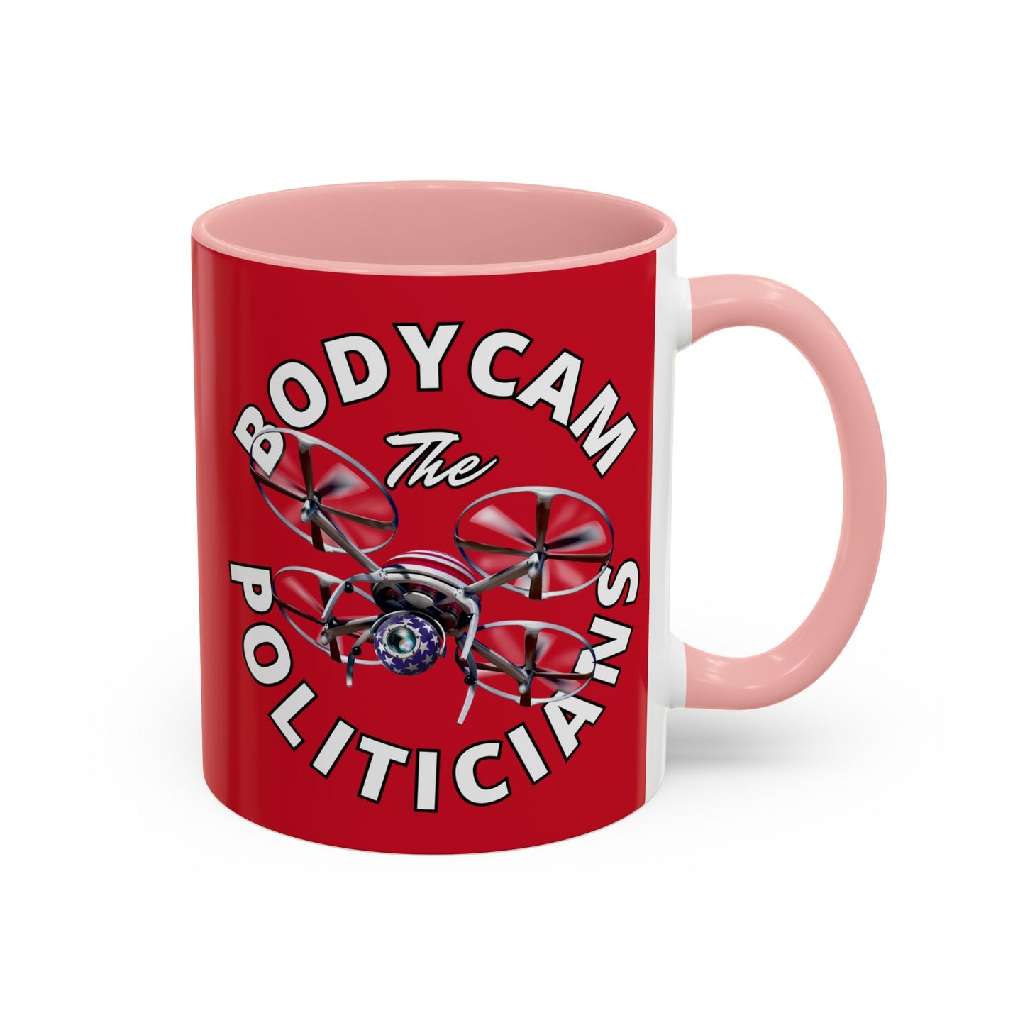 Bodycam the Politicians Drone Red Accent Mug by cypherpunkgear.com – cypherpunkgear.com | Cypherpunk Merch