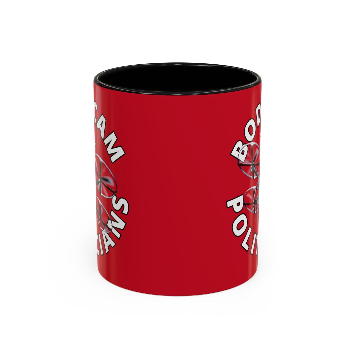 Bodycam the Politicians Drone Red Accent Mug by cypherpunkgear.com – cypherpunkgear.com | Cypherpunk Merch