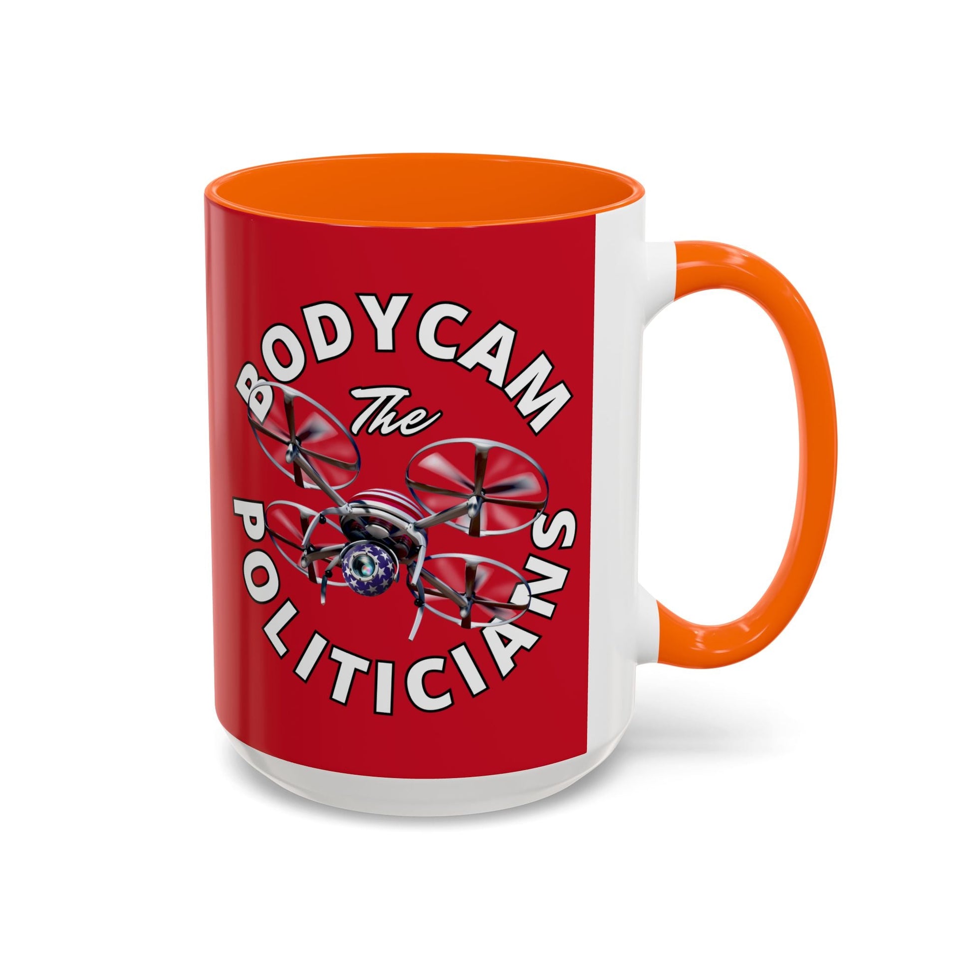 Bodycam the Politicians Drone Red Accent Mug by cypherpunkgear.com – cypherpunkgear.com | Cypherpunk Merch