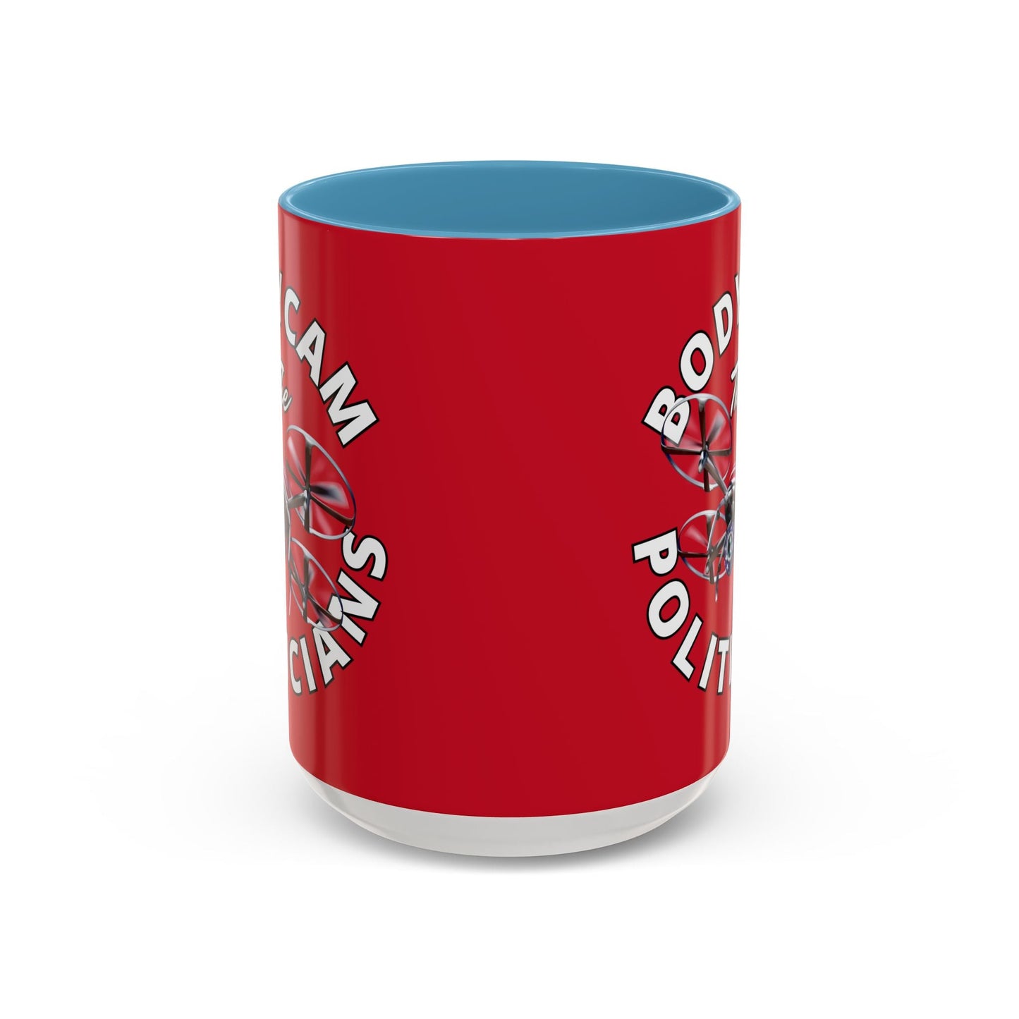Bodycam the Politicians Drone Red Accent Mug by cypherpunkgear.com – cypherpunkgear.com | Cypherpunk Merch