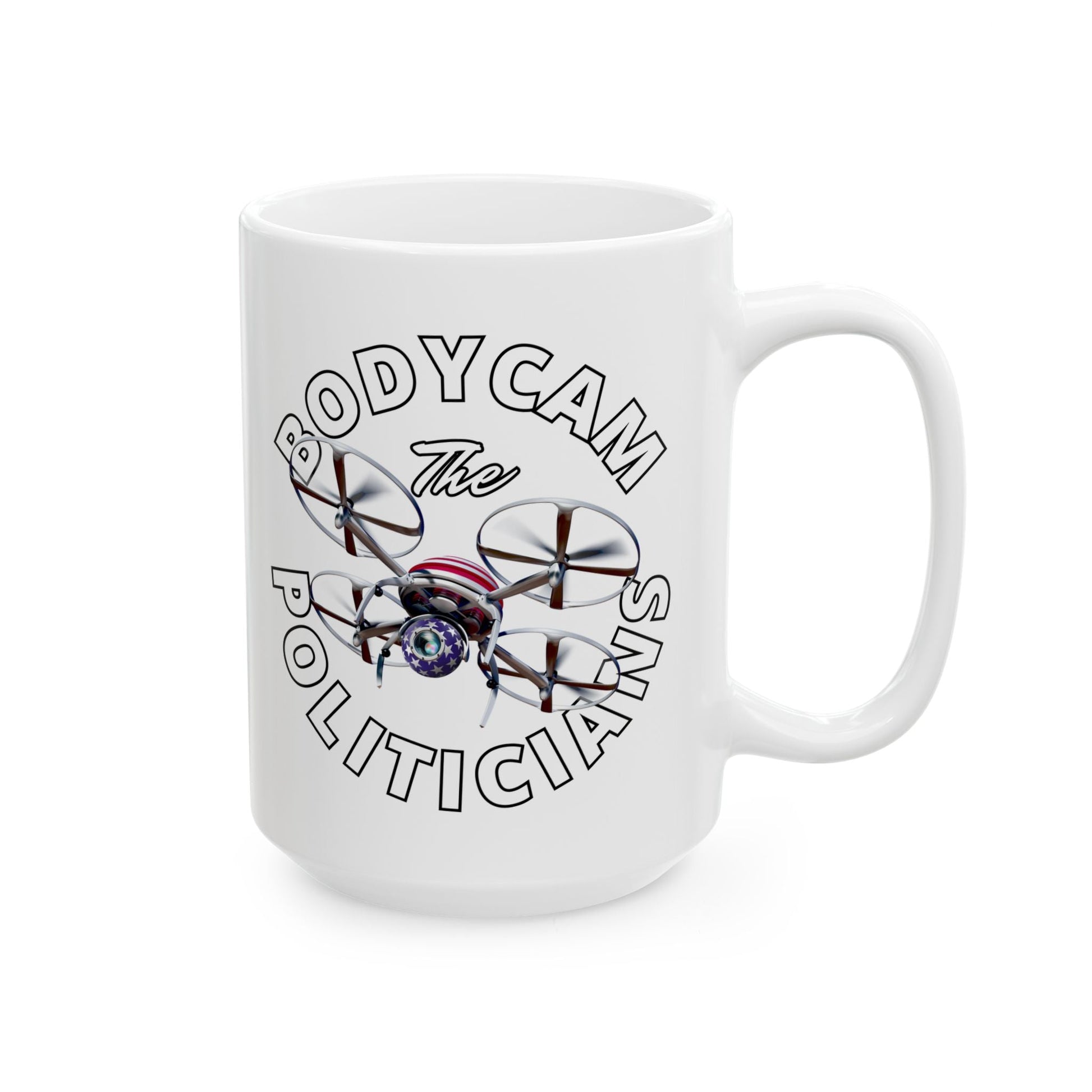 Bodycam the Politicians Drone White Mug by cypherpunkgear.com – cypherpunkgear.com | Cypherpunk Merch