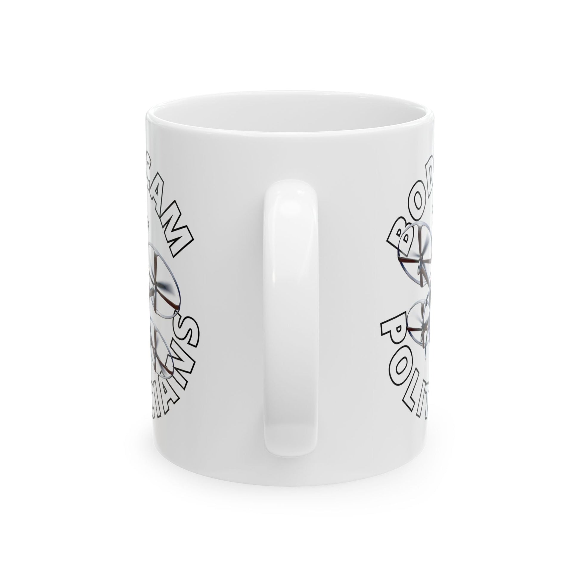 Bodycam the Politicians Drone White Mug by cypherpunkgear.com – cypherpunkgear.com | Cypherpunk Merch