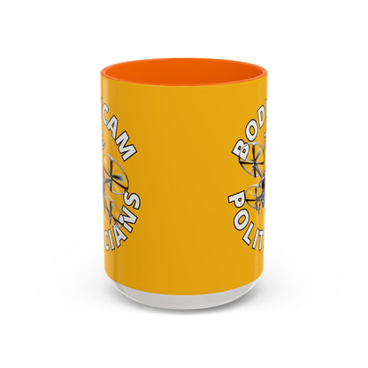 Bodycam the Politicians Drone Yellow Accent Mug by cypherpunkgear.com – cypherpunkgear.com | Cypherpunk Merch