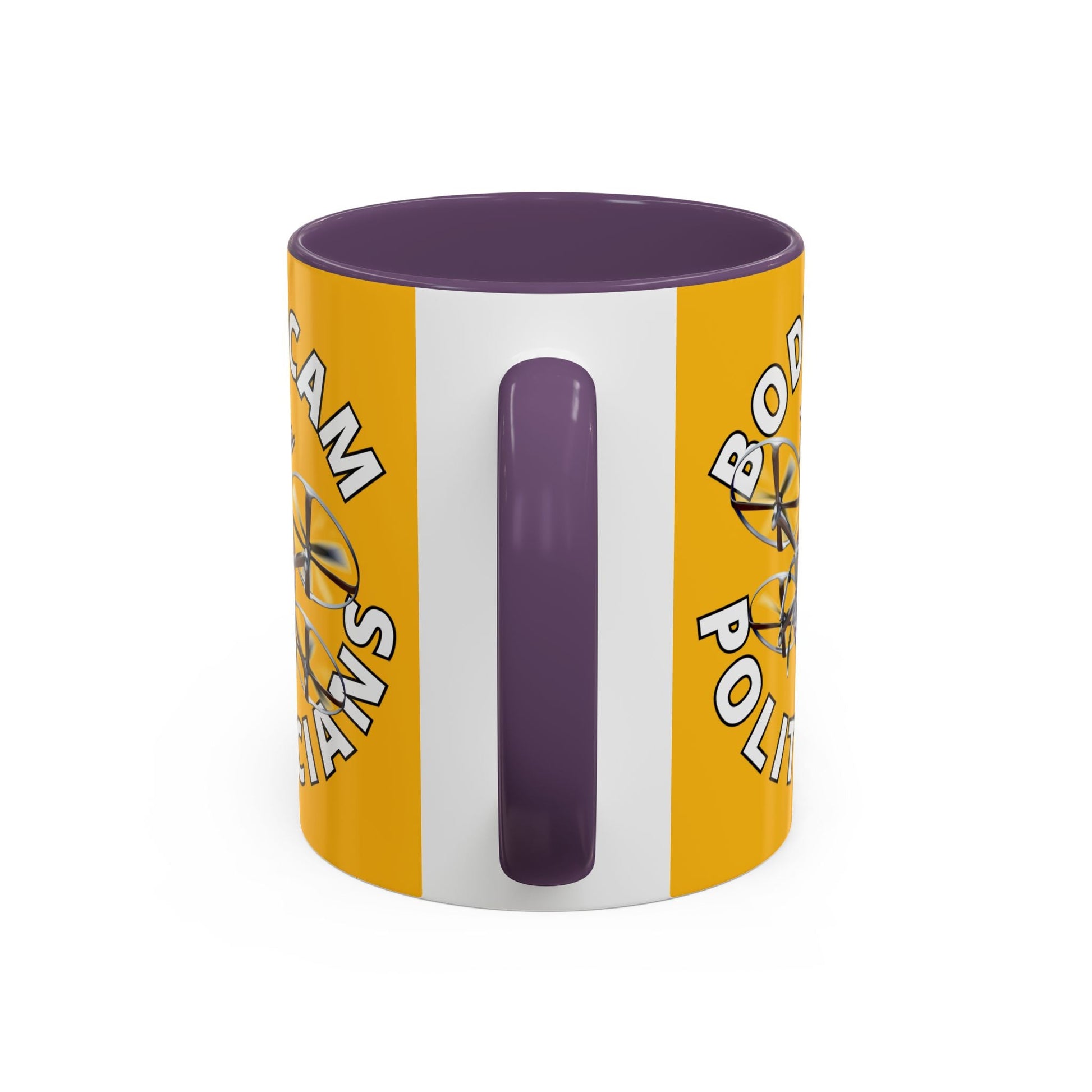 Bodycam the Politicians Drone Yellow Accent Mug by cypherpunkgear.com – cypherpunkgear.com | Cypherpunk Merch