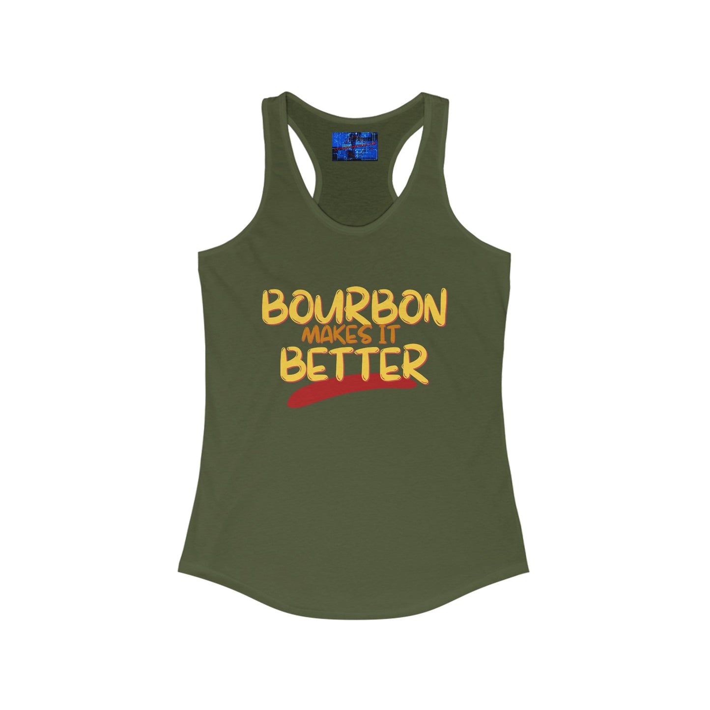 Bourbon makes it better Women's Racerback Tank Top by cypherpunkgear – cypherpunkgear.com | Cypherpunk Merch