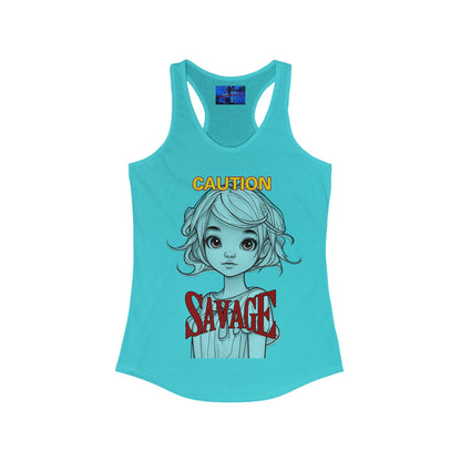 Caution, Savage Women's Racerback Tank Top by cypherpunkgear.com – cypherpunkgear.com | Cypherpunk Merch