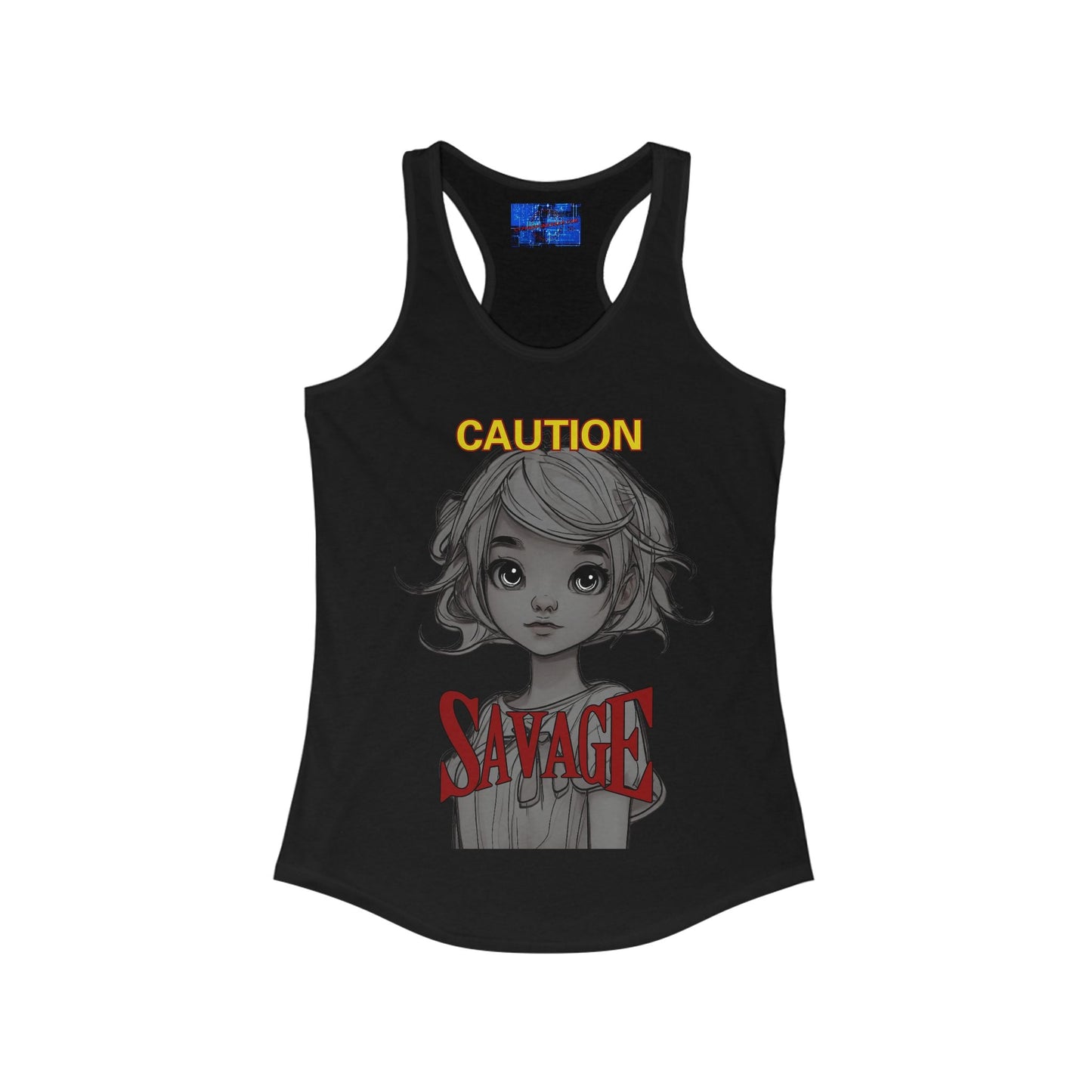 Caution, Savage Women's Racerback Tank Top by cypherpunkgear.com – cypherpunkgear.com | Cypherpunk Merch