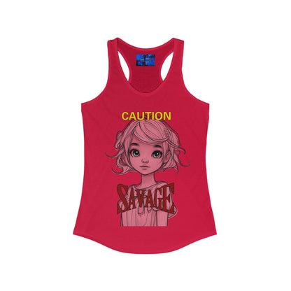 Caution, Savage Women's Racerback Tank Top by cypherpunkgear.com – cypherpunkgear.com | Cypherpunk Merch