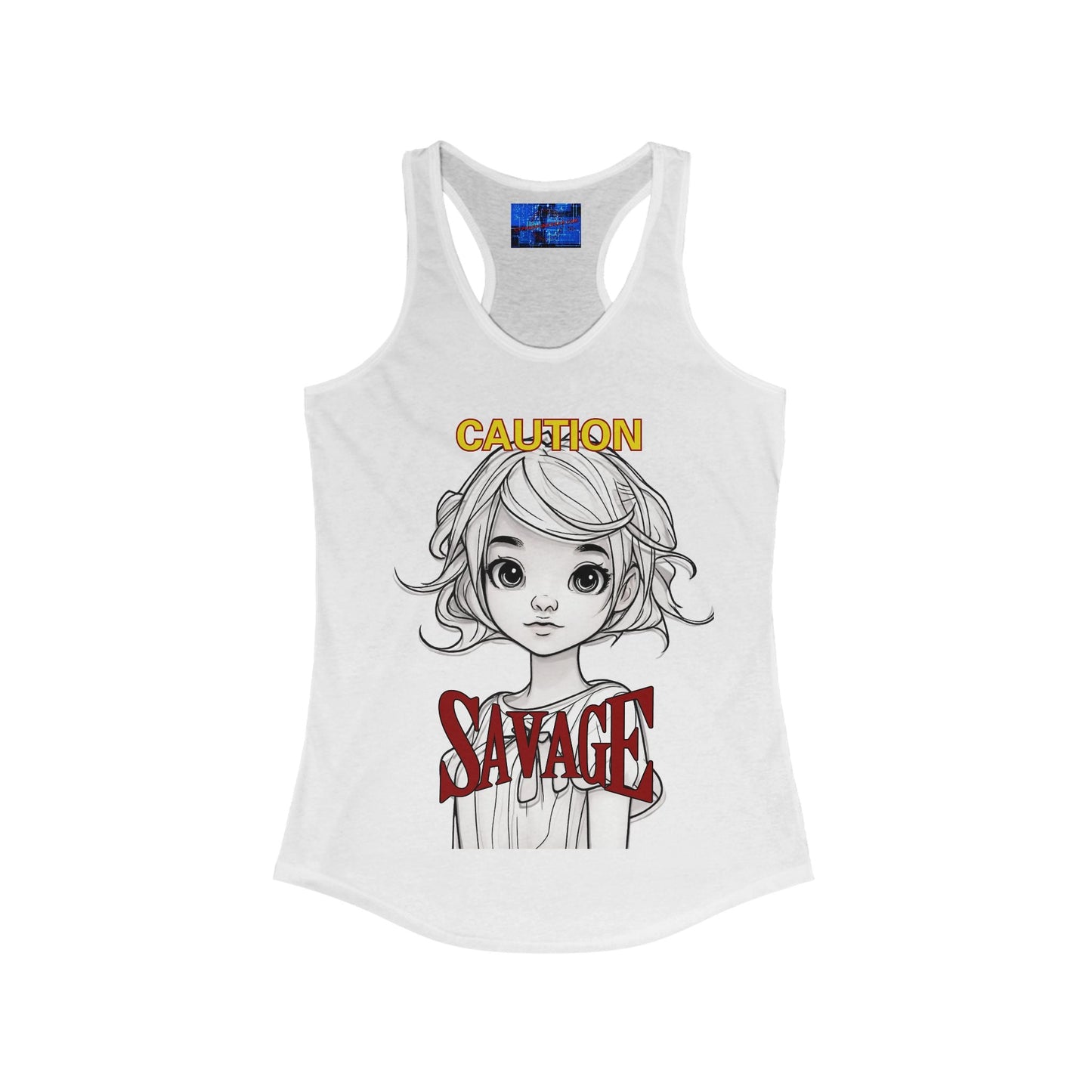 Caution, Savage Women's Racerback Tank Top by cypherpunkgear.com – cypherpunkgear.com | Cypherpunk Merch