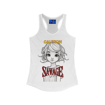 Caution, Savage Women's Racerback Tank Top by cypherpunkgear.com – cypherpunkgear.com | Cypherpunk Merch