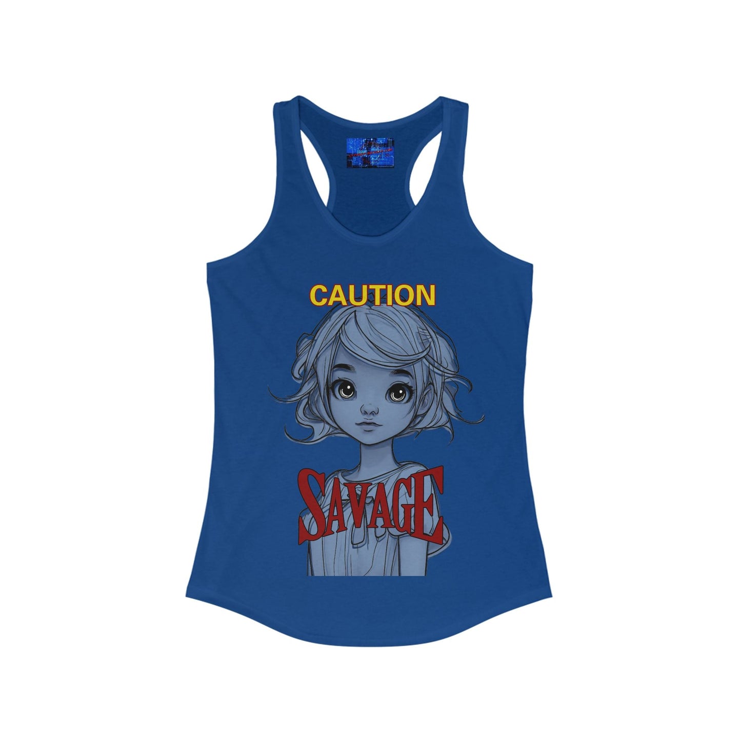 Caution, Savage Women's Racerback Tank Top by cypherpunkgear.com – cypherpunkgear.com | Cypherpunk Merch