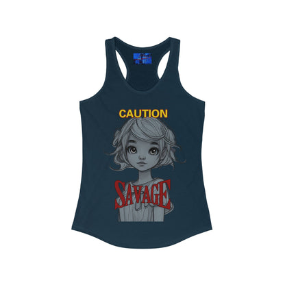 Caution, Savage Women's Racerback Tank Top by cypherpunkgear.com – cypherpunkgear.com | Cypherpunk Merch