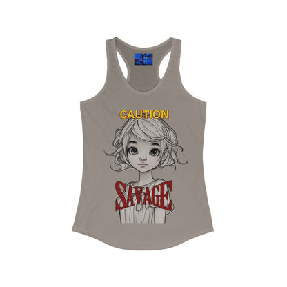 Caution, Savage Women's Racerback Tank Top by cypherpunkgear.com – cypherpunkgear.com | Cypherpunk Merch