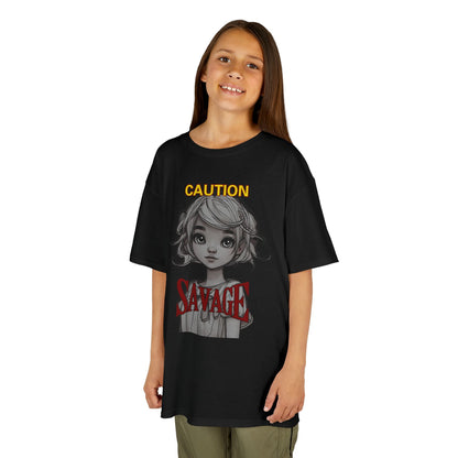 Caution: Small but Savage Kids Heavy Cotton Tee by cypherpunkgear.com – cypherpunkgear.com | Cypherpunk Merch