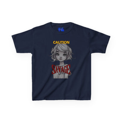 Caution: Small but Savage Kids Heavy Cotton Tee by cypherpunkgear.com – cypherpunkgear.com | Cypherpunk Merch
