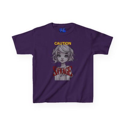Caution: Small but Savage Kids Heavy Cotton Tee by cypherpunkgear.com – cypherpunkgear.com | Cypherpunk Merch