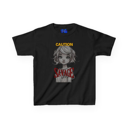 Caution: Small but Savage Kids Heavy Cotton Tee by cypherpunkgear.com – cypherpunkgear.com | Cypherpunk Merch