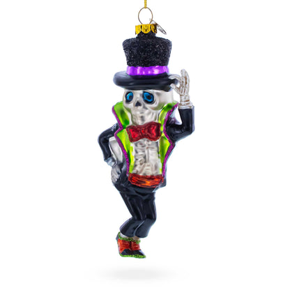Spooky Skeleton Groom Glass Christmas Ornament