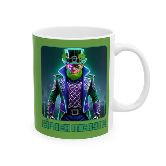 Cipher McByte Green Mug by cypherpunkgear – cypherpunkgear.com | Cypherpunk Merch