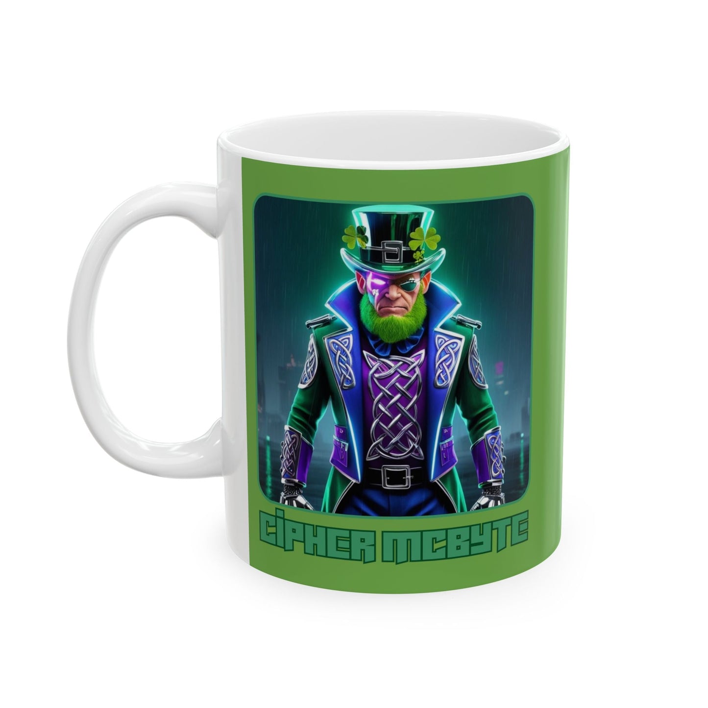 Cipher McByte Green Mug by cypherpunkgear – cypherpunkgear.com | Cypherpunk Merch