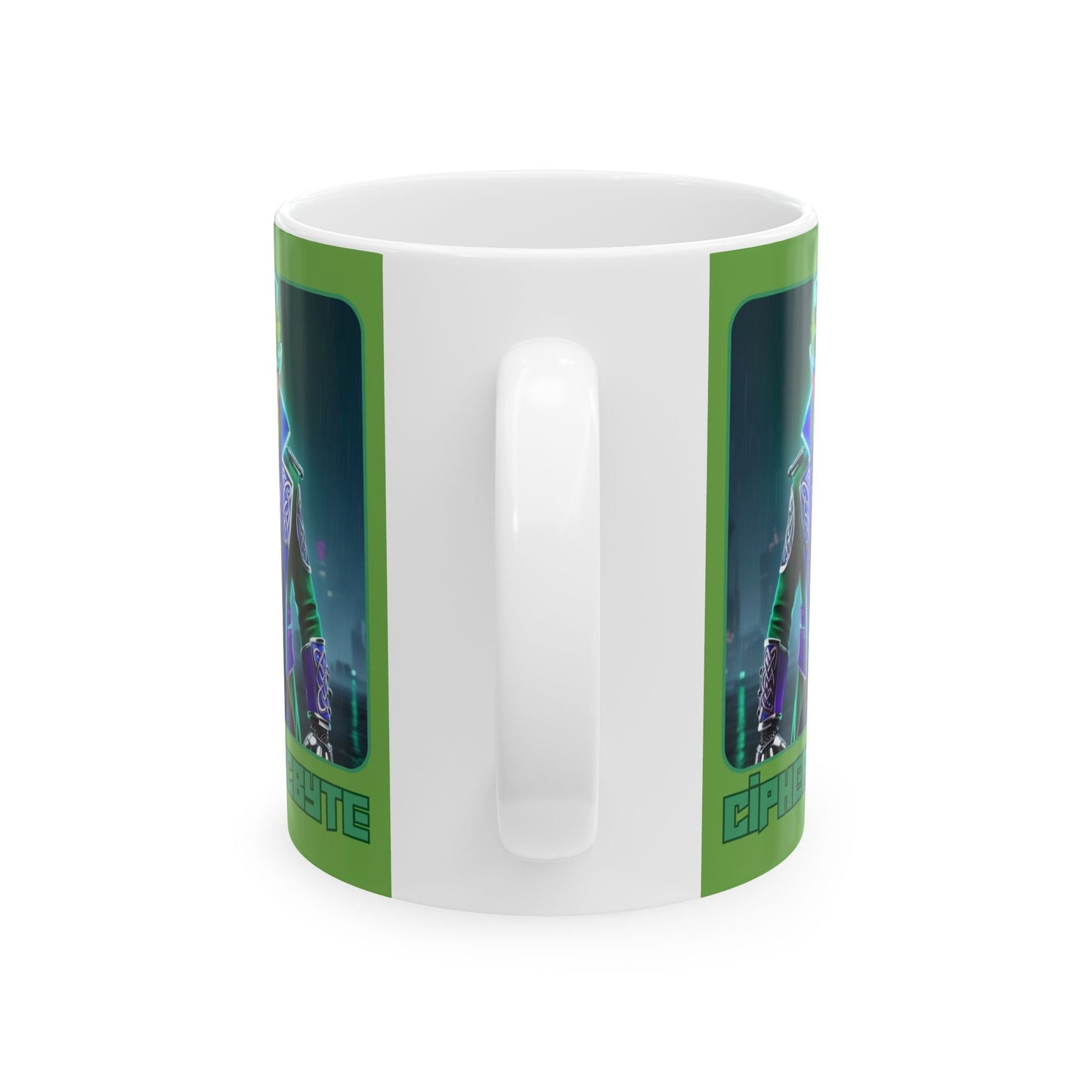 Cipher McByte Green Mug by cypherpunkgear – cypherpunkgear.com | Cypherpunk Merch
