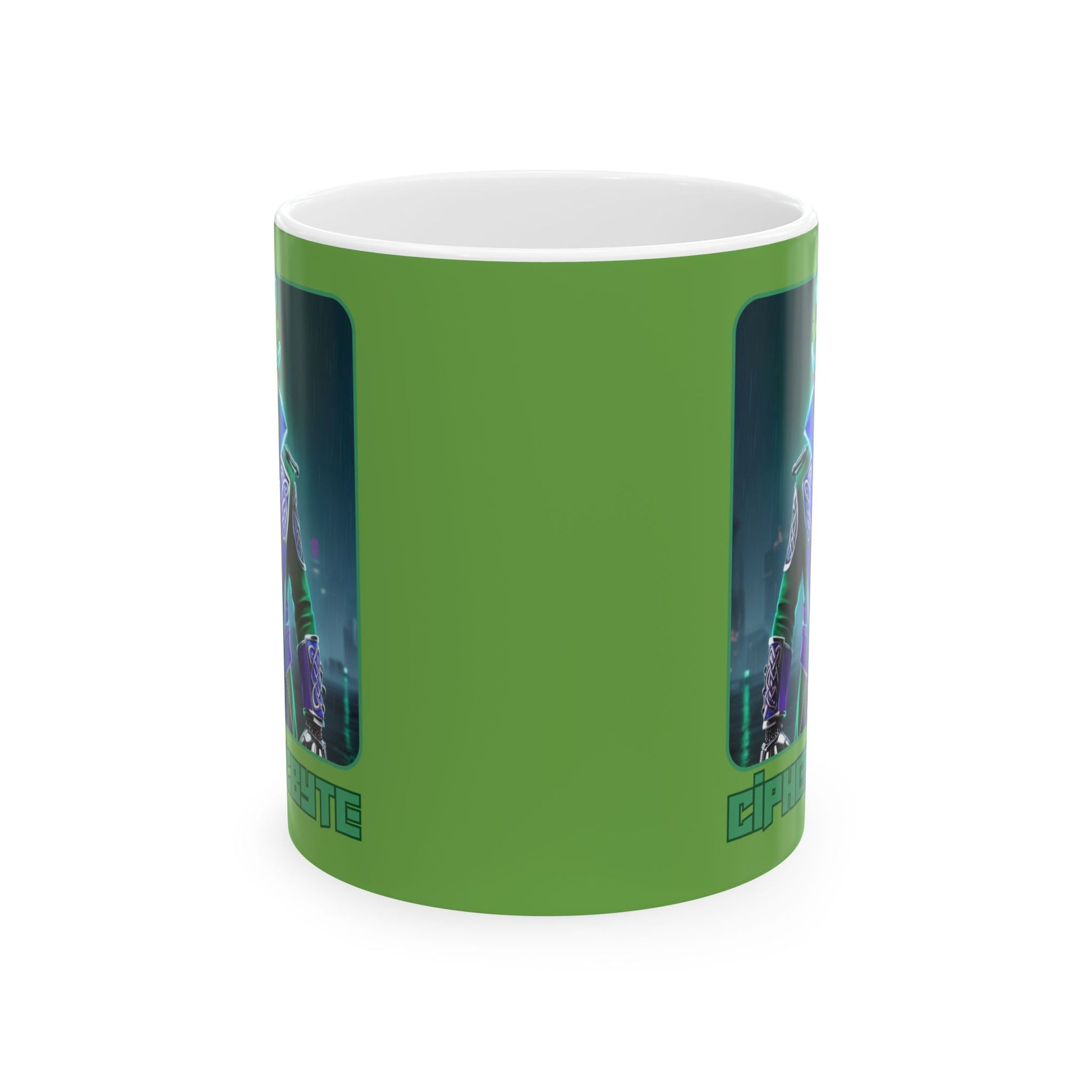 Cipher McByte Green Mug by cypherpunkgear – cypherpunkgear.com | Cypherpunk Merch