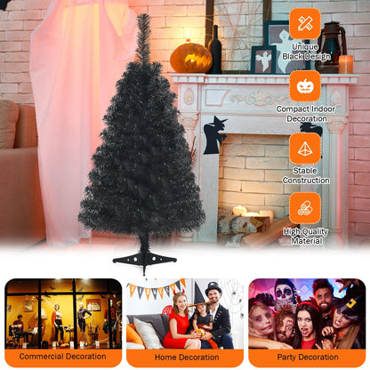36 Inch Unlit Artificial Christmas Mini Tree with Plastic Stand-Green