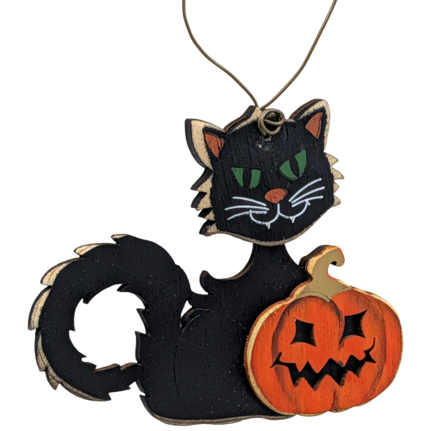 The Mischievous Black Cat Wooden Ornament