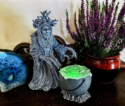 Gryla the Witch Statue, Hand Painted Resin Sculpture | Rustic Folklore Crone Figurine | Spooky Home Decor for Halloween Dark Christmas