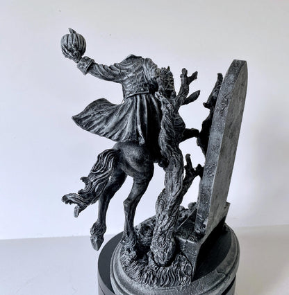 Headless Horseman Riding Statue, Hand Painted Resin Sculpture | Gothic Legend of Sleepy Hollow Figurine | Dark Folklore Art for Spooky Decor