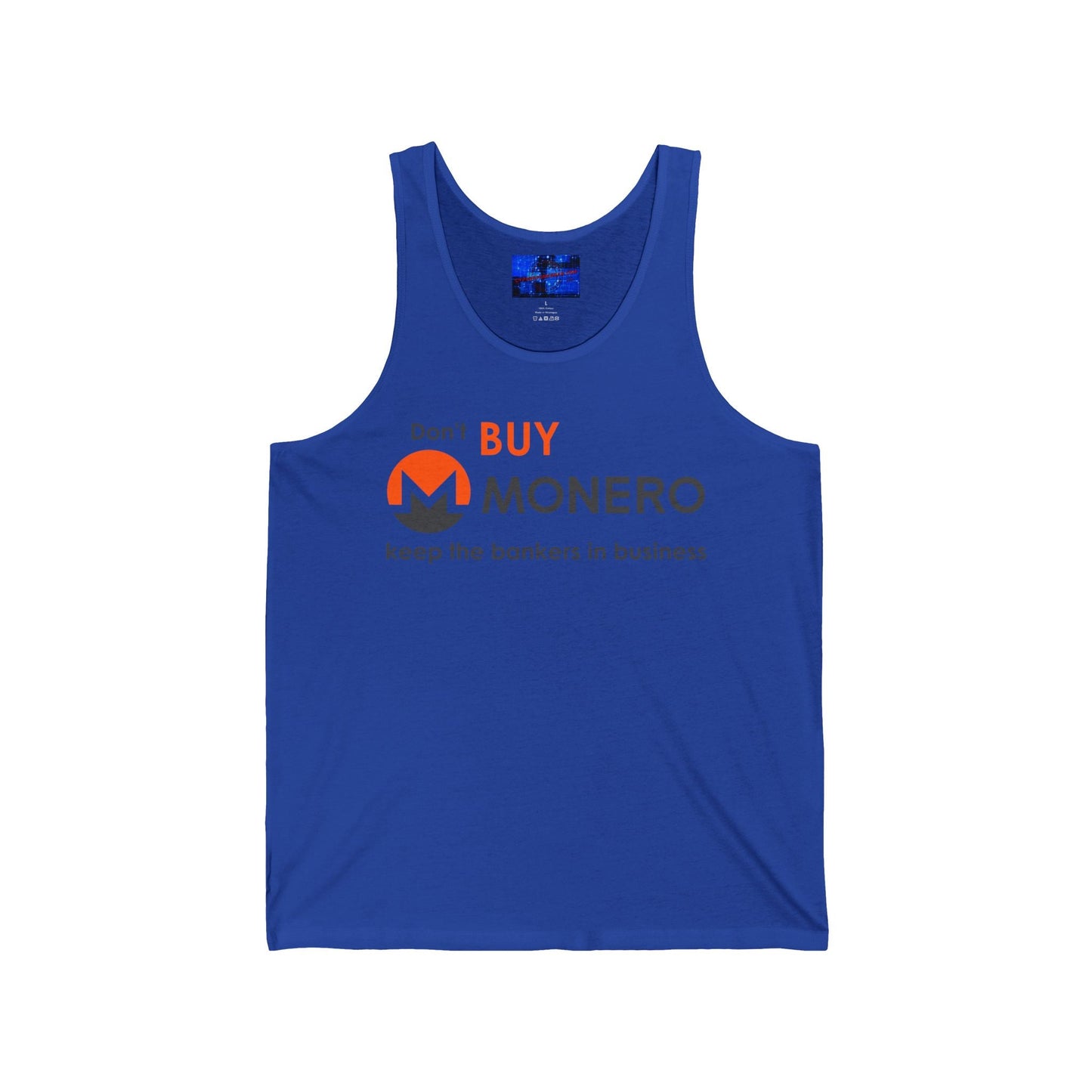 Don't buy Monero (XMR) Unisex Jersey Tank Top by cypherpunkgear – cypherpunkgear.com | Cypherpunk Merch