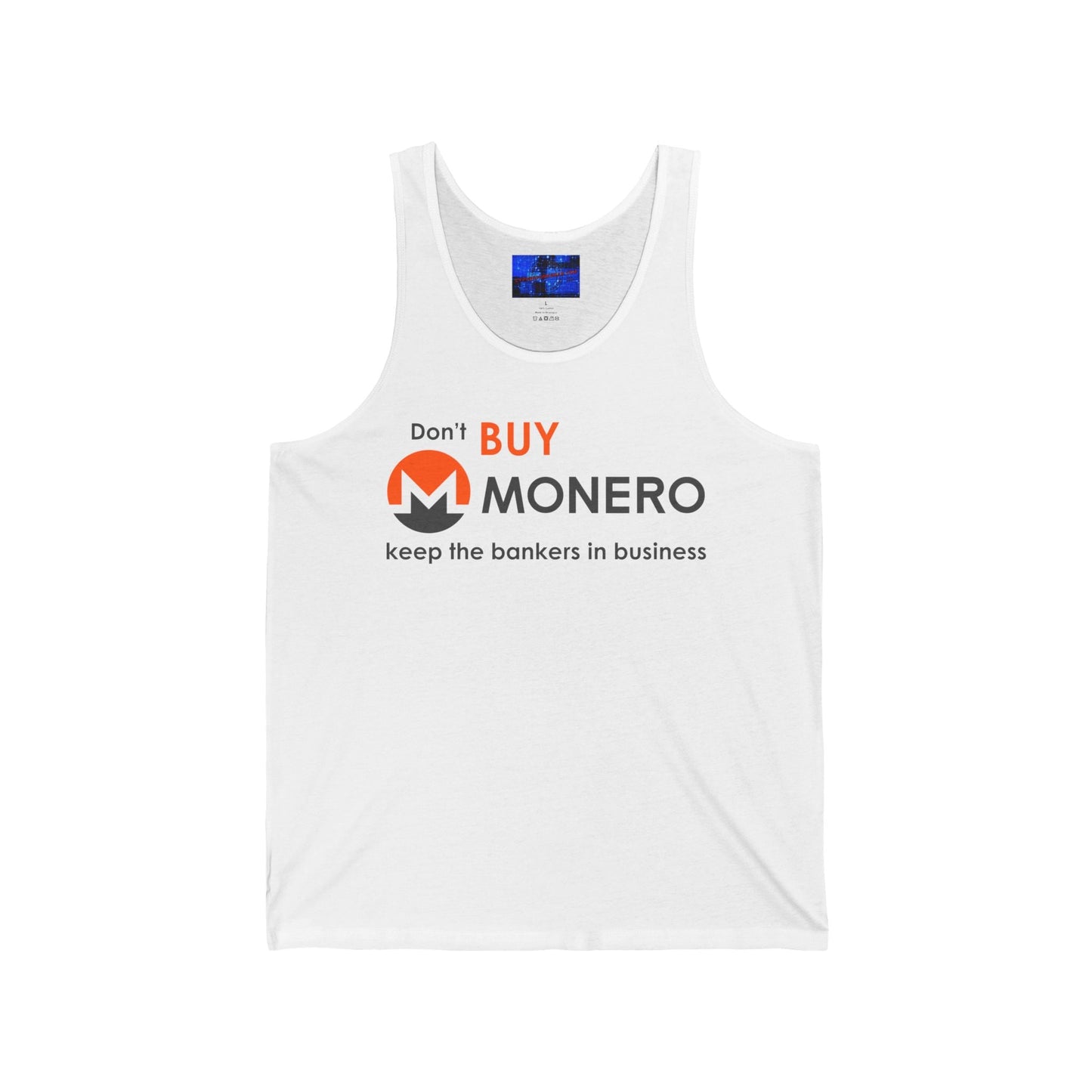 Don't buy Monero (XMR) Unisex Jersey Tank Top by cypherpunkgear – cypherpunkgear.com | Cypherpunk Merch