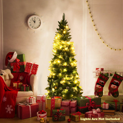 5/6/7.5 Feet Artificial Pencil Christmas Tree with Pine Cones