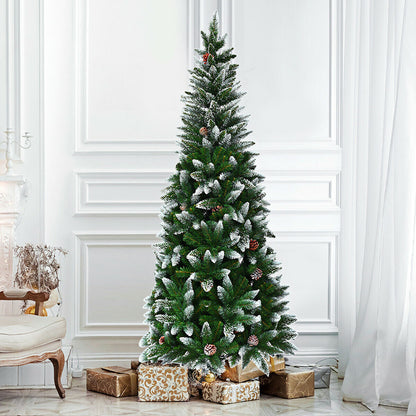 5/6/7.5 Feet Artificial Pencil Christmas Tree with Pine Cones