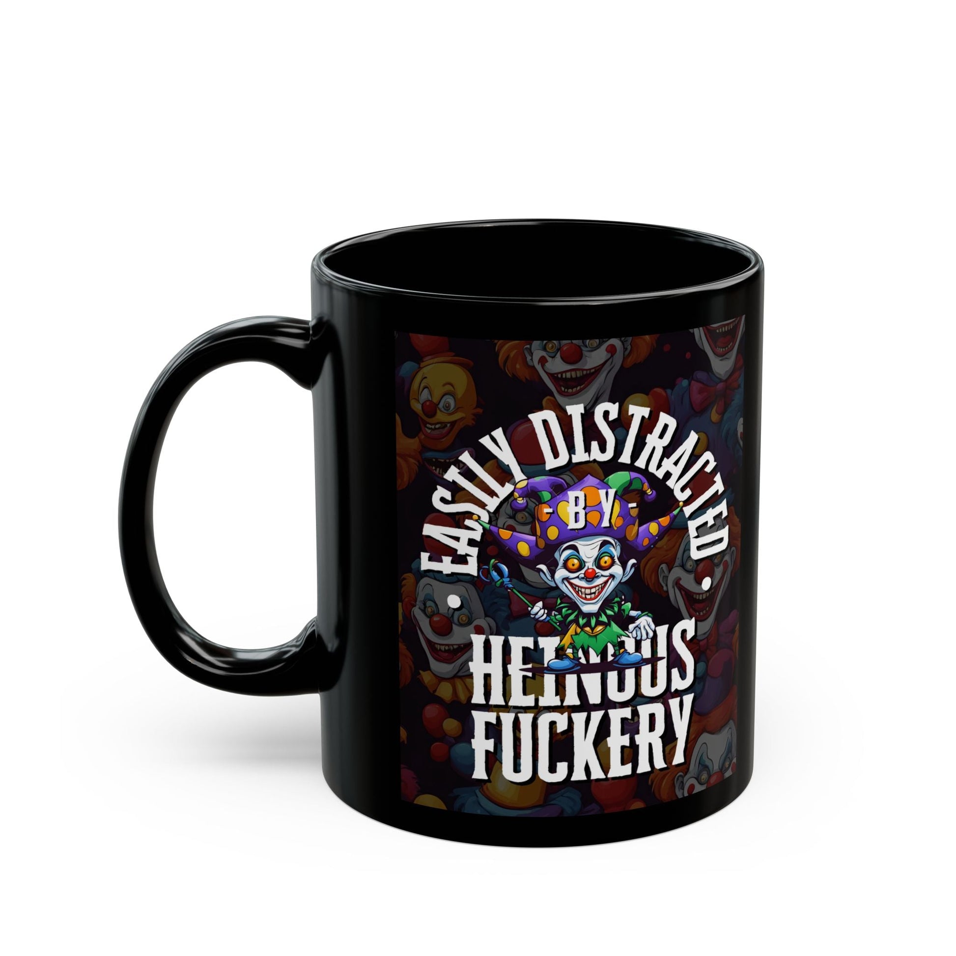 Easily Distracted by Heinous Fuckery Little Jincs Black Mug by cypherpunkgear – cypherpunkgear.com | Cypherpunk Merch