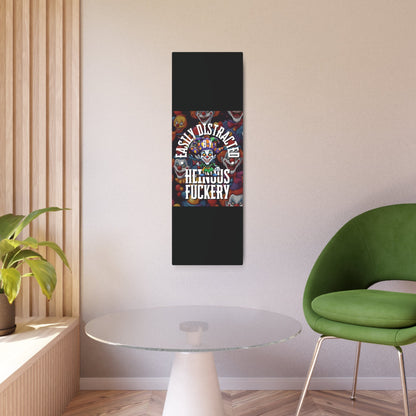 Easily Distracted by Heinous Fuckery Little Jincs Metal Art Sign by cypherpunkgear – cypherpunkgear.com | Cypherpunk Merch