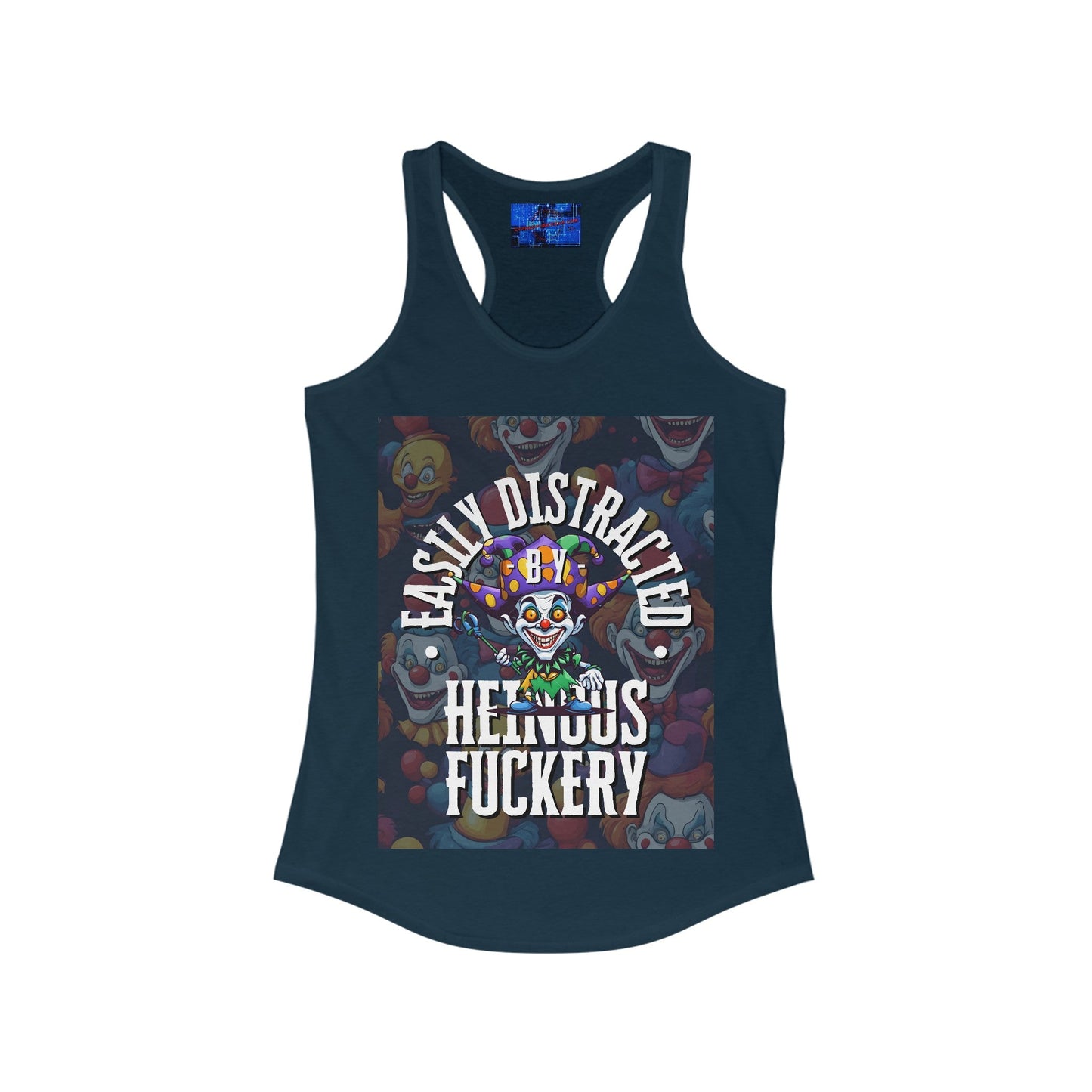 Easily Distracted by Heinous Fuckery Little Jincs Women's Racerback Tank Top by cypherpunkgear – cypherpunkgear.com | Cypherpunk Merch